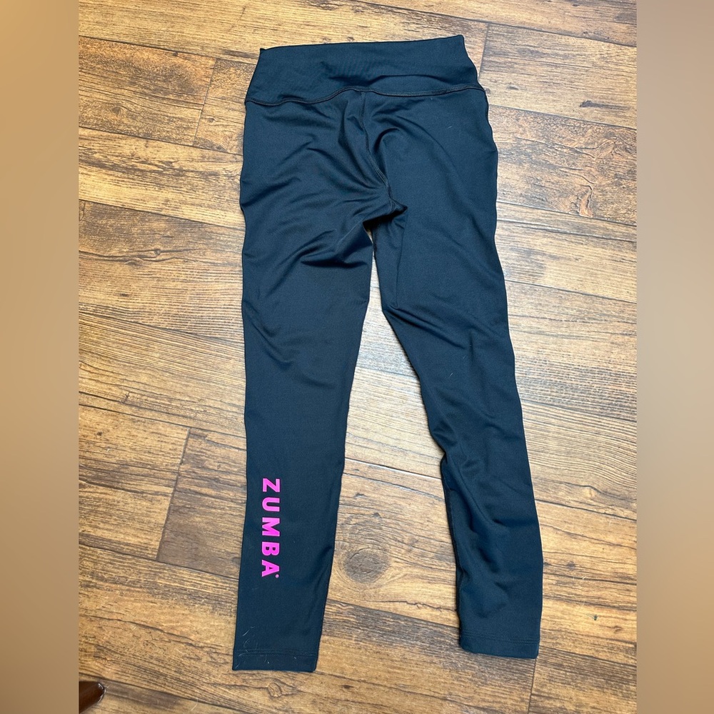 Zumba Fitness Black Leggings with Pink Zumba Logo